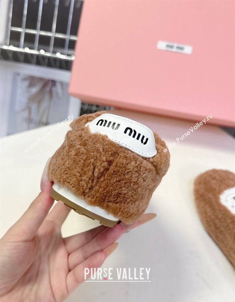 Miu Miu Plumet Shearling Sneakers Brown 2025 5E529E (MD-251208062)