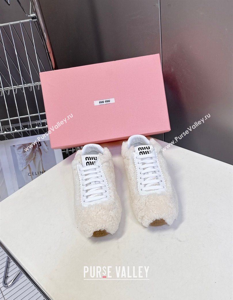 Miu Miu Plumet Shearling Sneakers White 2025 5E529E (MD-251208063)