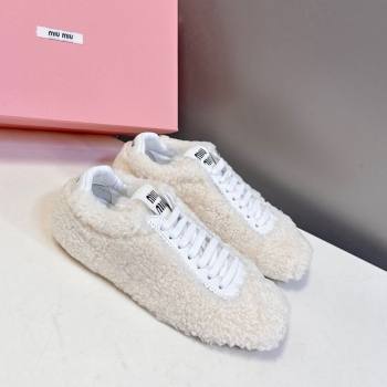 Miu Miu Plumet Shearling Sneakers White 2025 5E529E (MD-251208063)