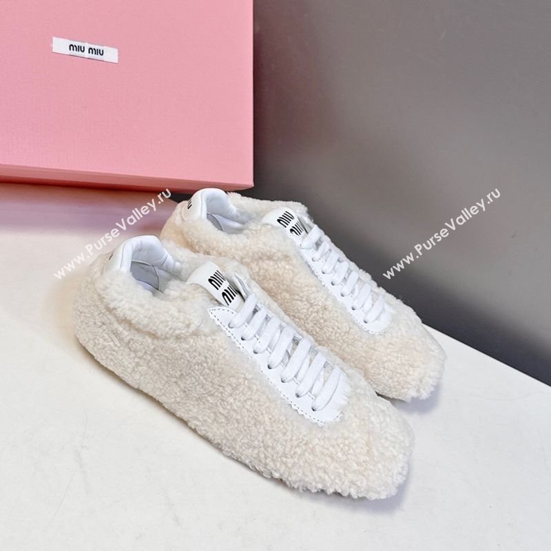 Miu Miu Plumet Shearling Sneakers White 2025 5E529E (MD-251208063)