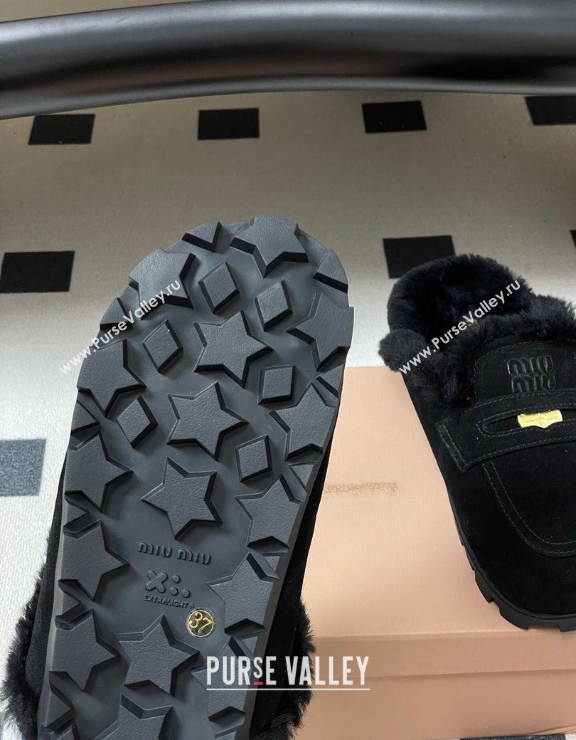 Miu Miu Coin Suede and Wool Mules Black 2025 5D058E (MD-251208016)