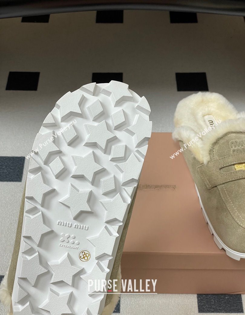 Miu Miu Coin Suede and Wool Mules Grey 2025 5D058E (MD-251208018)