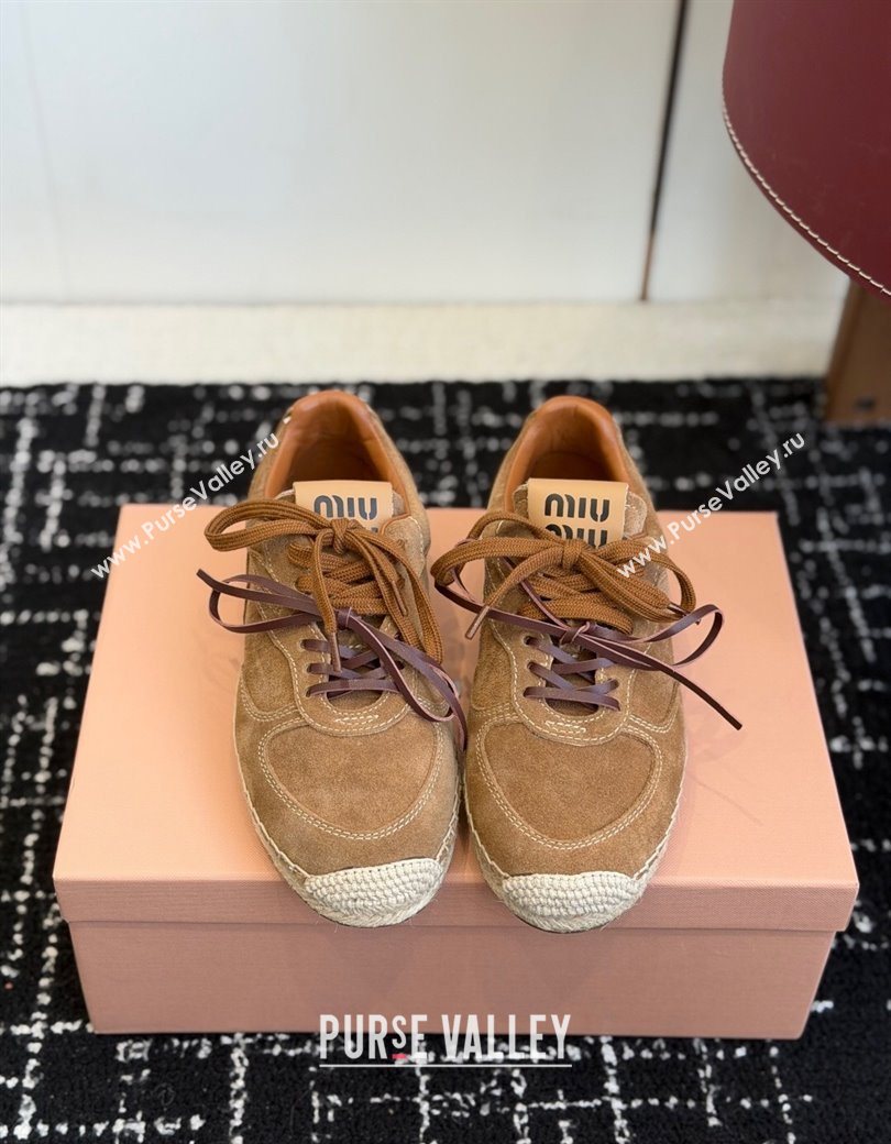 Miu Miu Suede Espadrille Sneakers Light Brown 2025 MM120804 (SS-251208064)