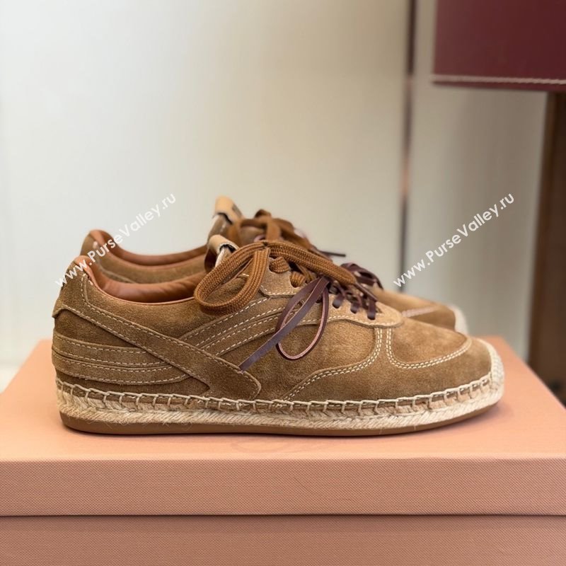 Miu Miu Suede Espadrille Sneakers Light Brown 2025 MM120804 (SS-251208064)