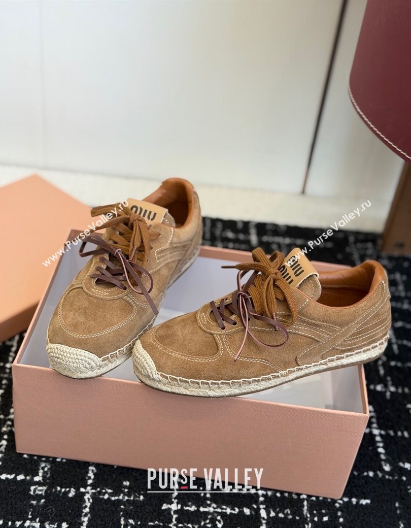 Miu Miu Suede Espadrille Sneakers Light Brown 2025 MM120804 (SS-251208064)