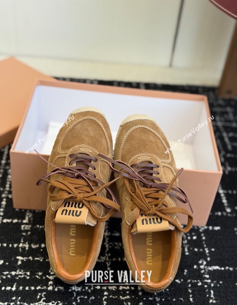Miu Miu Suede Espadrille Sneakers Light Brown 2025 MM120804 (SS-251208064)