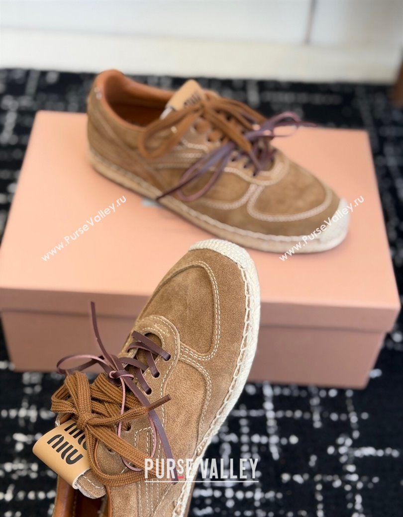 Miu Miu Suede Espadrille Sneakers Light Brown 2025 MM120804 (SS-251208064)