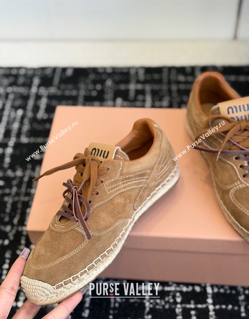 Miu Miu Suede Espadrille Sneakers Light Brown 2025 MM120804 (SS-251208064)