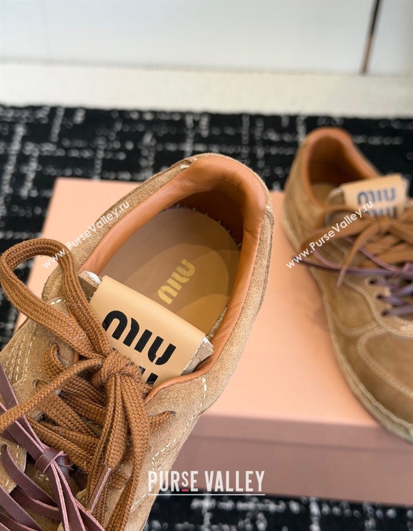 Miu Miu Suede Espadrille Sneakers Light Brown 2025 MM120804 (SS-251208064)