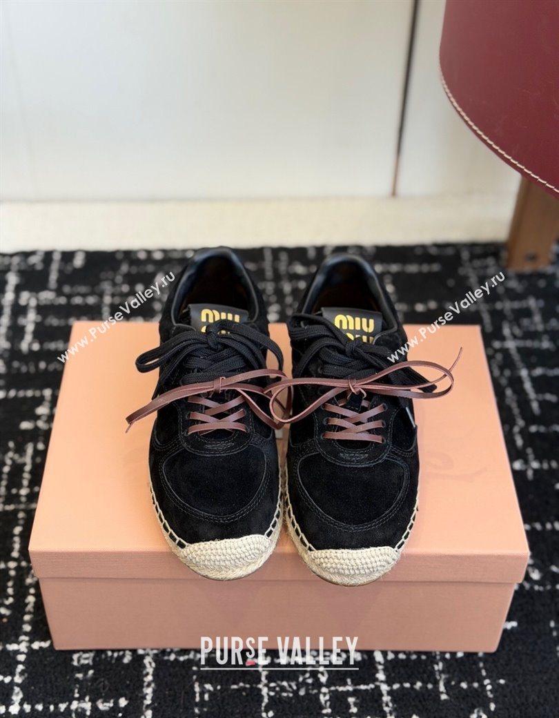 Miu Miu Suede Espadrille Sneakers Black 2025 MM120804 (SS-251208065)
