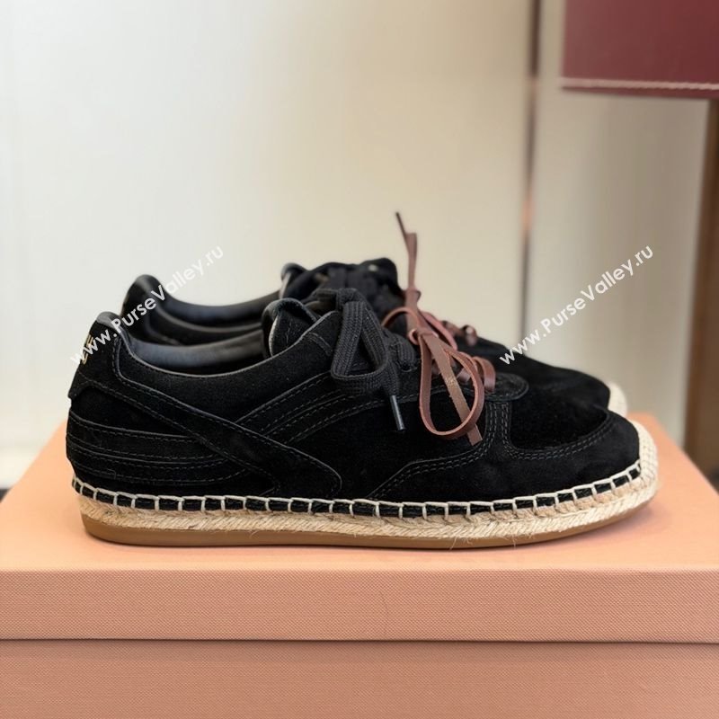 Miu Miu Suede Espadrille Sneakers Black 2025 MM120804 (SS-251208065)