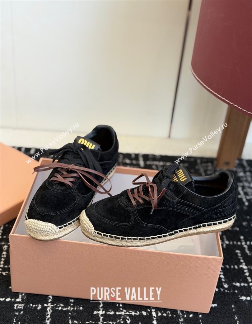 Miu Miu Suede Espadrille Sneakers Black 2025 MM120804 (SS-251208065)