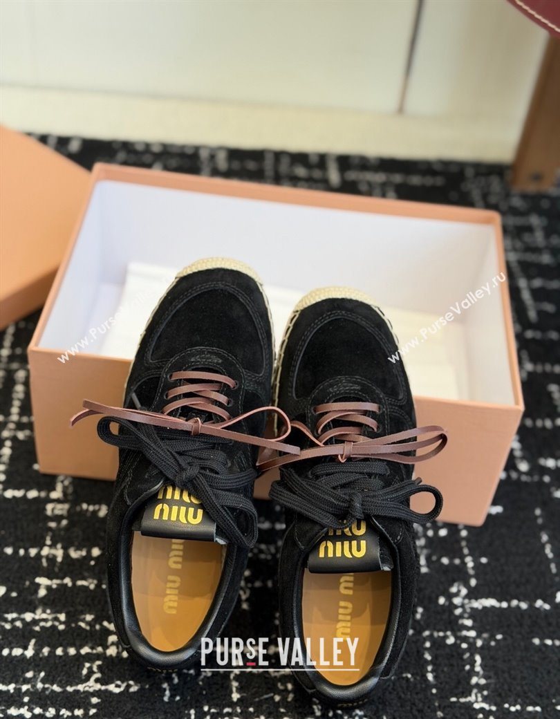 Miu Miu Suede Espadrille Sneakers Black 2025 MM120804 (SS-251208065)