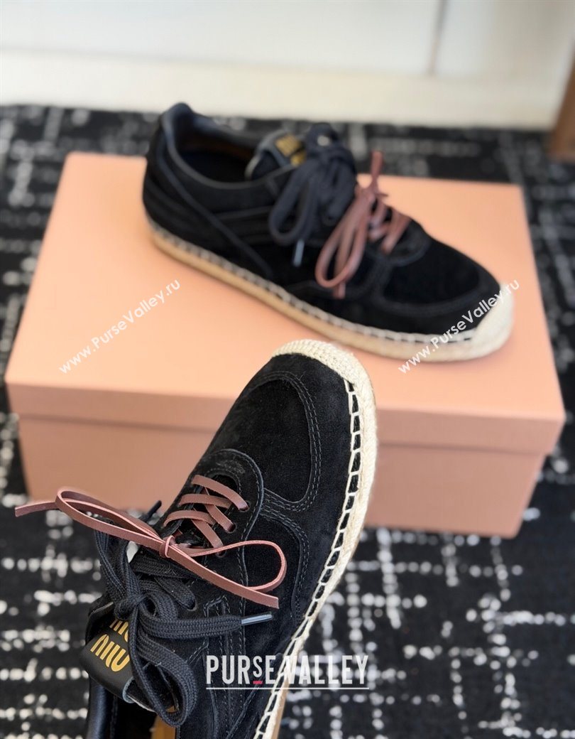 Miu Miu Suede Espadrille Sneakers Black 2025 MM120804 (SS-251208065)