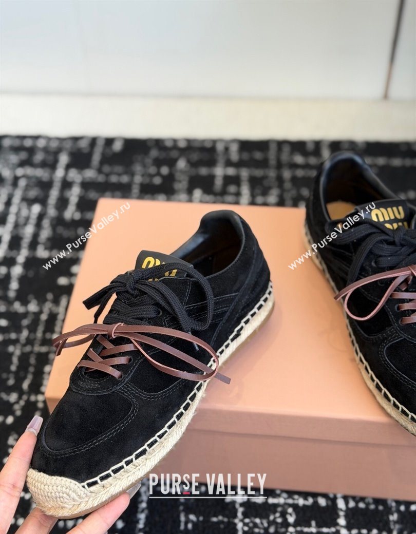 Miu Miu Suede Espadrille Sneakers Black 2025 MM120804 (SS-251208065)