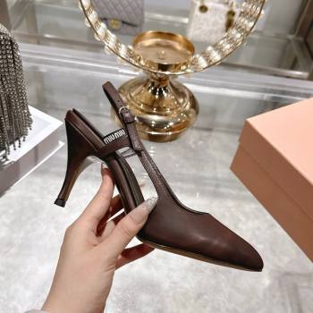 Miu Miu Calf Leather Slingbacks Pump 7.5cm Dark Brown 2025 5I546E (MD-251208032)