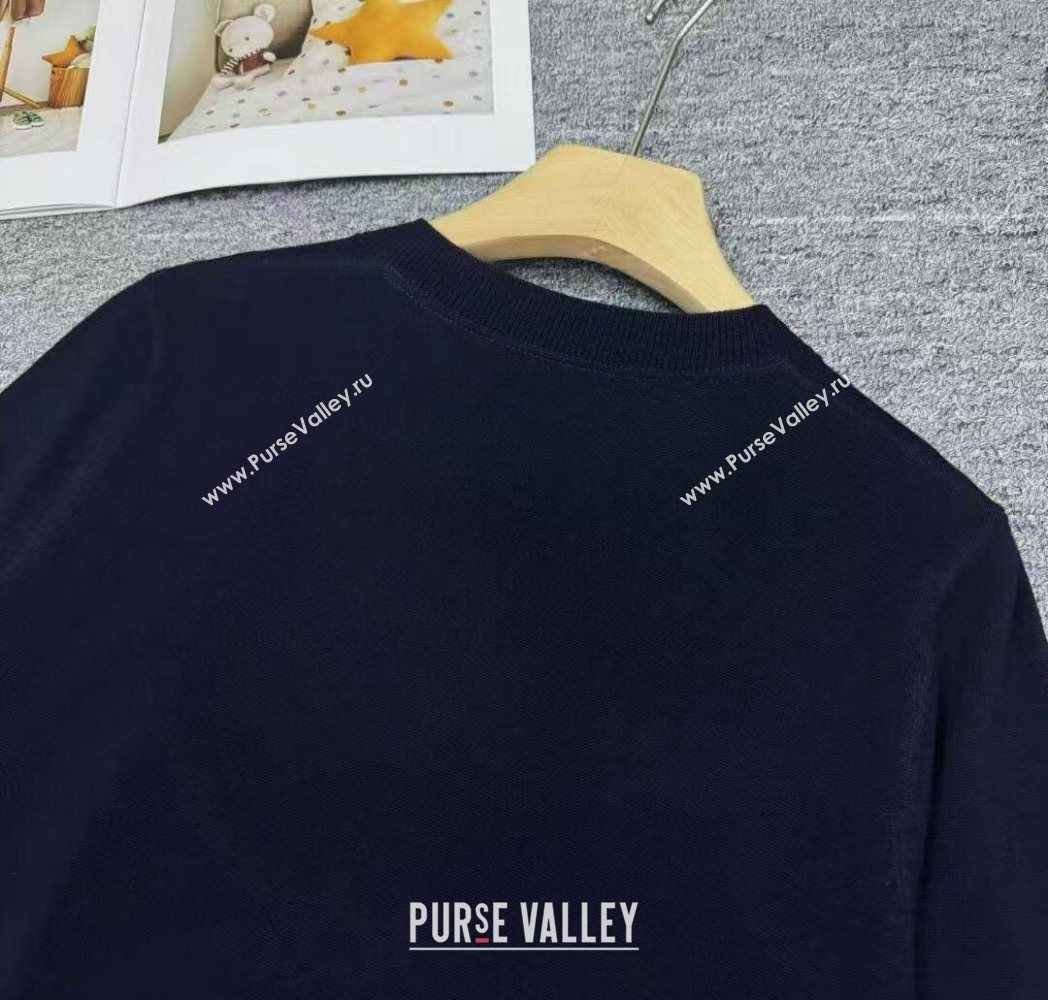 Miu Miu Wool Cardigan with Blud Plaid Trim Royal Blue 2025 MM122523 (QI-251225053)