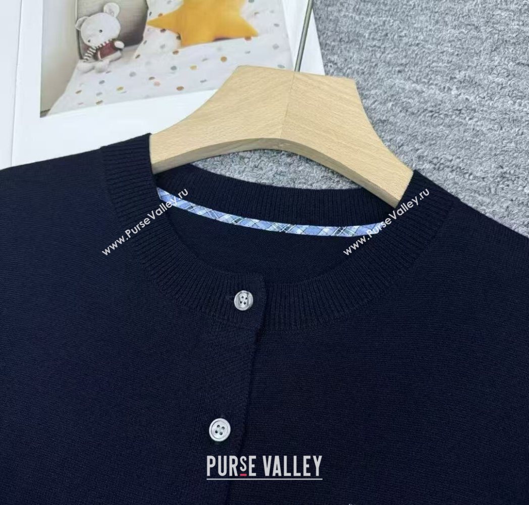 Miu Miu Wool Cardigan with Blud Plaid Trim Royal Blue 2025 MM122523 (QI-251225053)