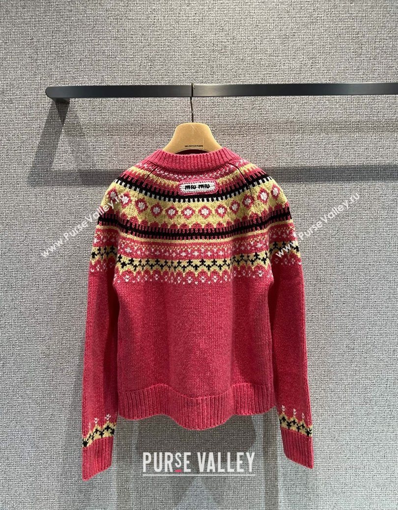 Miu Miu Wool Cardigan with Embroidery Pink 2025 MM122518 (QI-251225043)