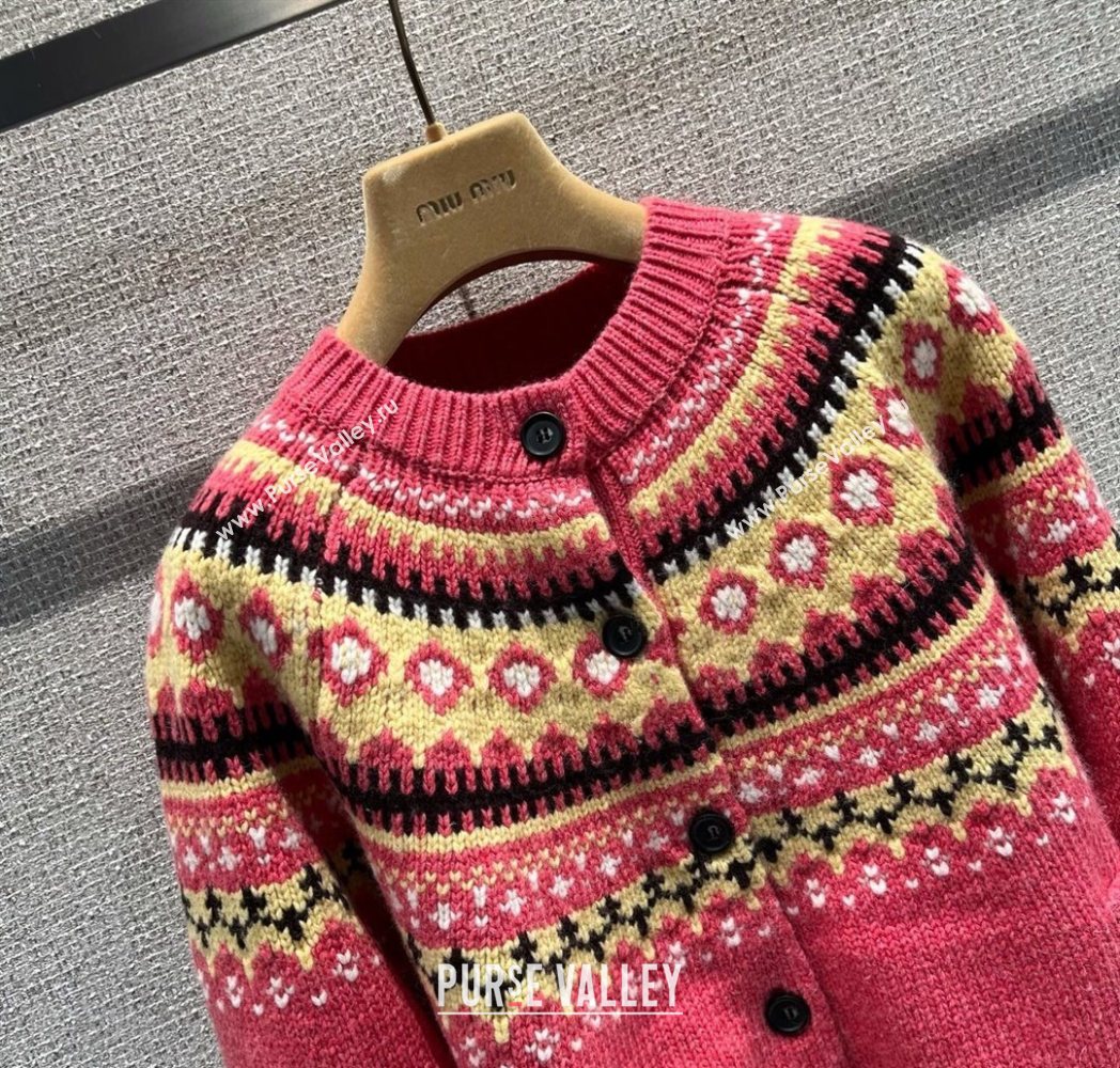 Miu Miu Wool Cardigan with Embroidery Pink 2025 MM122518 (QI-251225043)