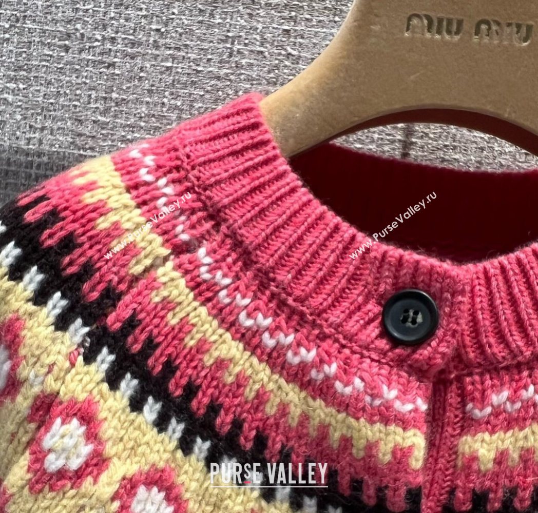 Miu Miu Wool Cardigan with Embroidery Pink 2025 MM122518 (QI-251225043)