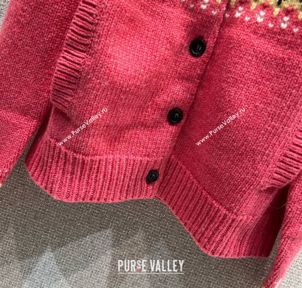 Miu Miu Wool Cardigan with Embroidery Pink 2025 MM122518 (QI-251225043)