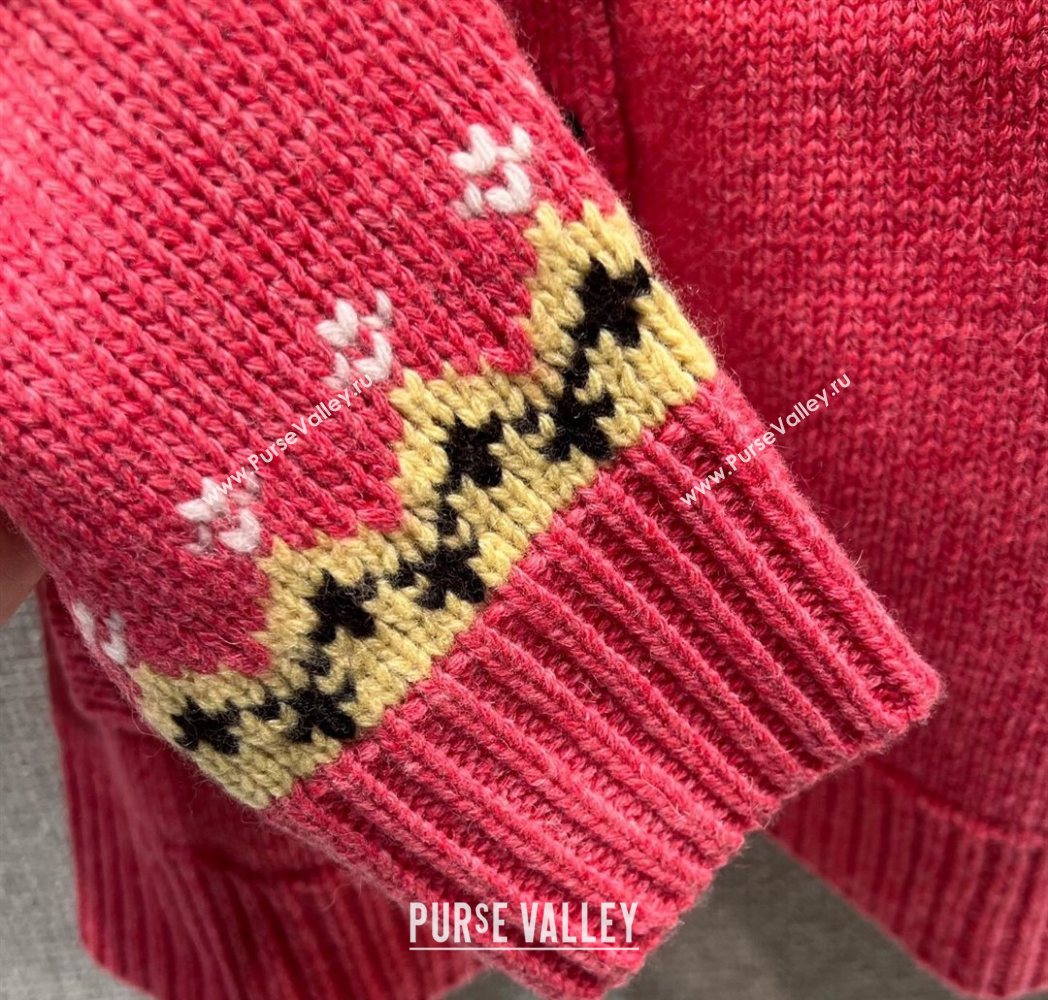 Miu Miu Wool Cardigan with Embroidery Pink 2025 MM122518 (QI-251225043)