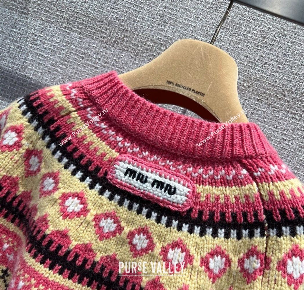 Miu Miu Wool Cardigan with Embroidery Pink 2025 MM122518 (QI-251225043)