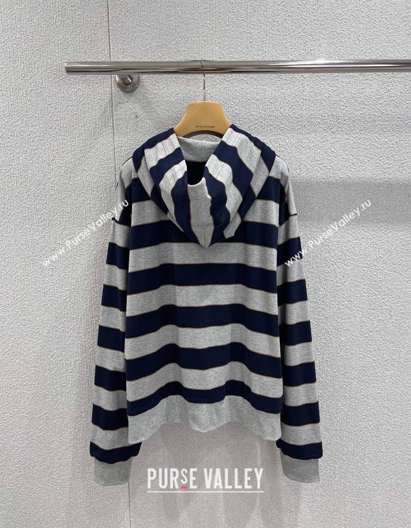 Miu Miu Cotton Striped Cardigan Grey/Blue 2026 MM011318 (QI-260113028)