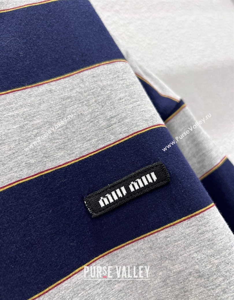 Miu Miu Cotton Striped Cardigan Grey/Blue 2026 MM011318 (QI-260113028)