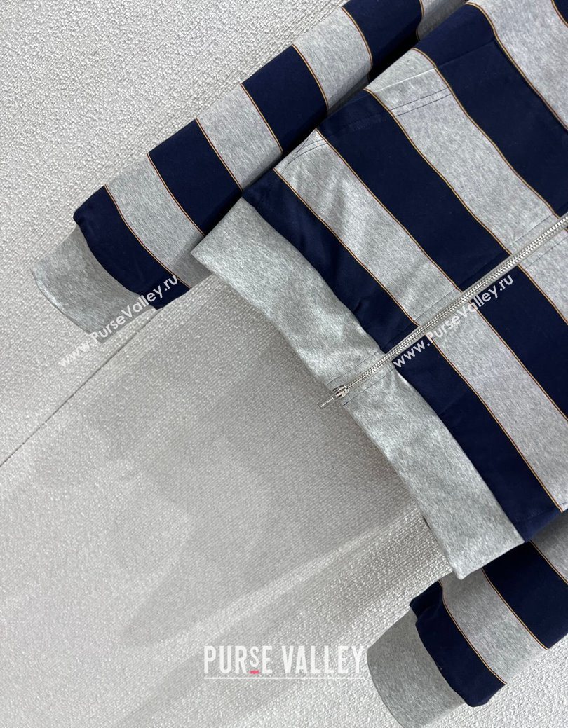 Miu Miu Cotton Striped Cardigan Grey/Blue 2026 MM011318 (QI-260113028)