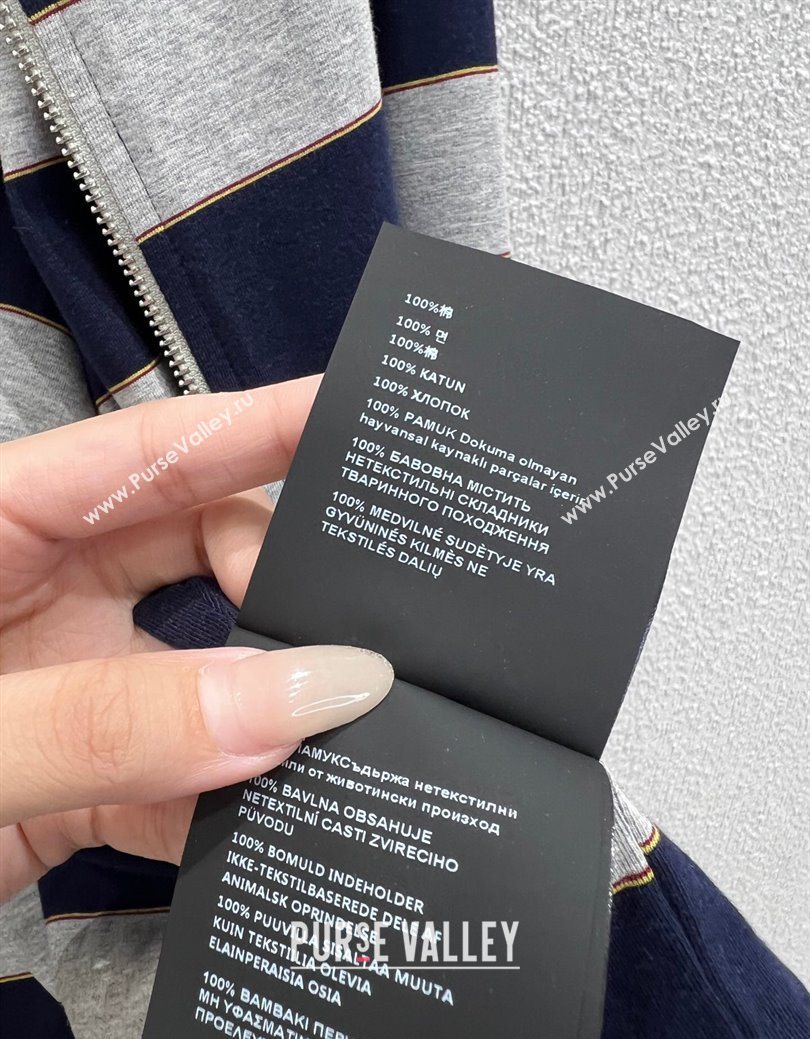 Miu Miu Cotton Striped Cardigan Grey/Blue 2026 MM011318 (QI-260113028)