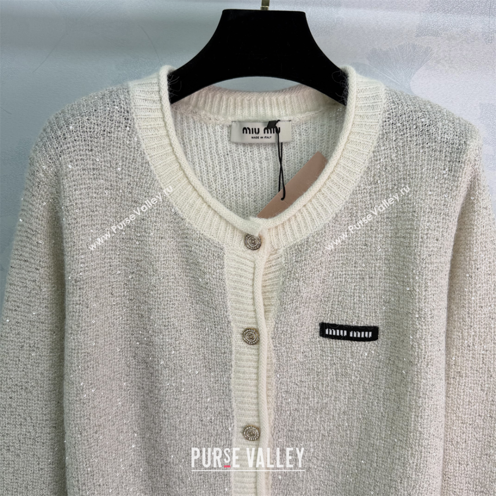 Miu Miu Sequins Cardigan Grey 2026 MM011309 (QI-260113016)