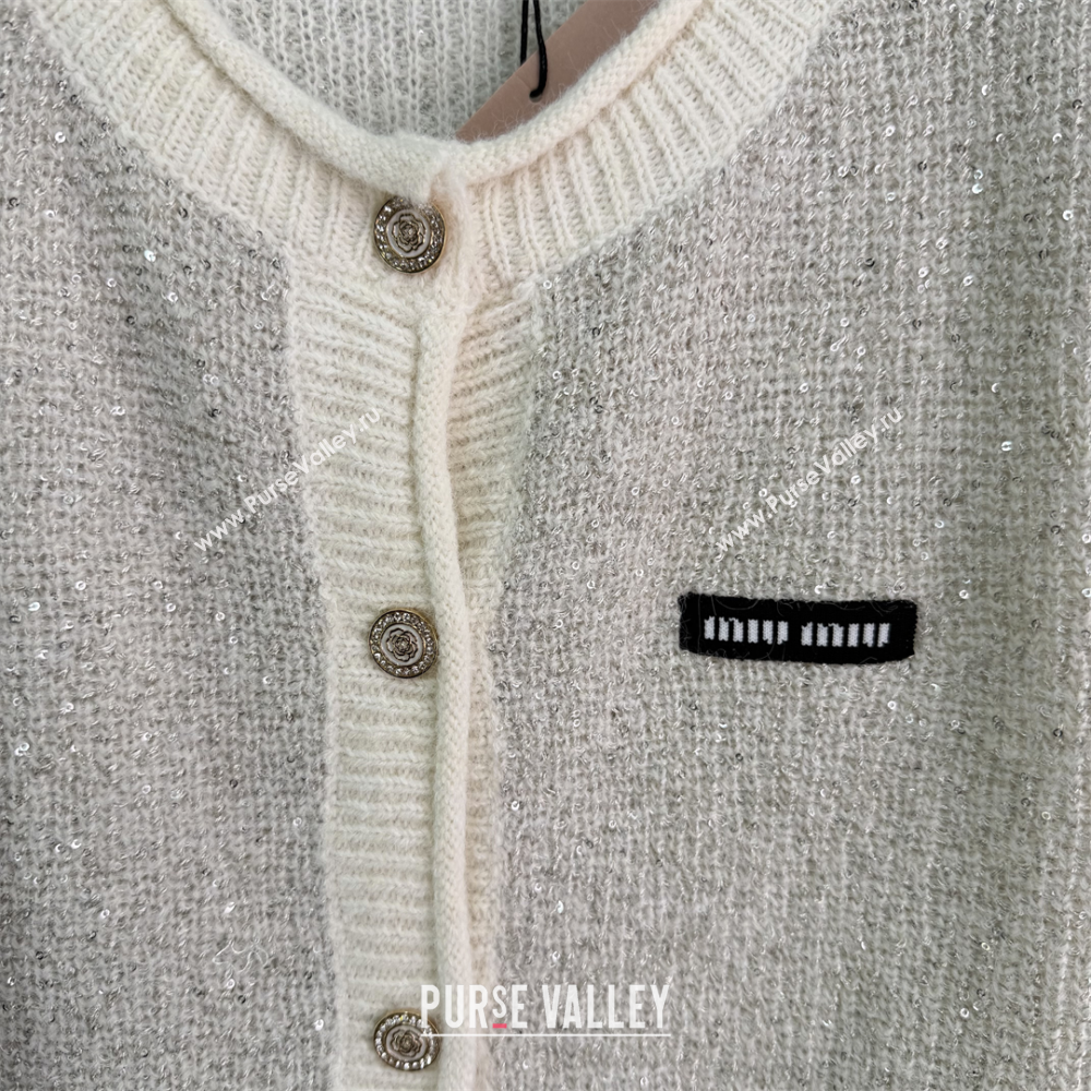 Miu Miu Sequins Cardigan Grey 2026 MM011309 (QI-260113016)