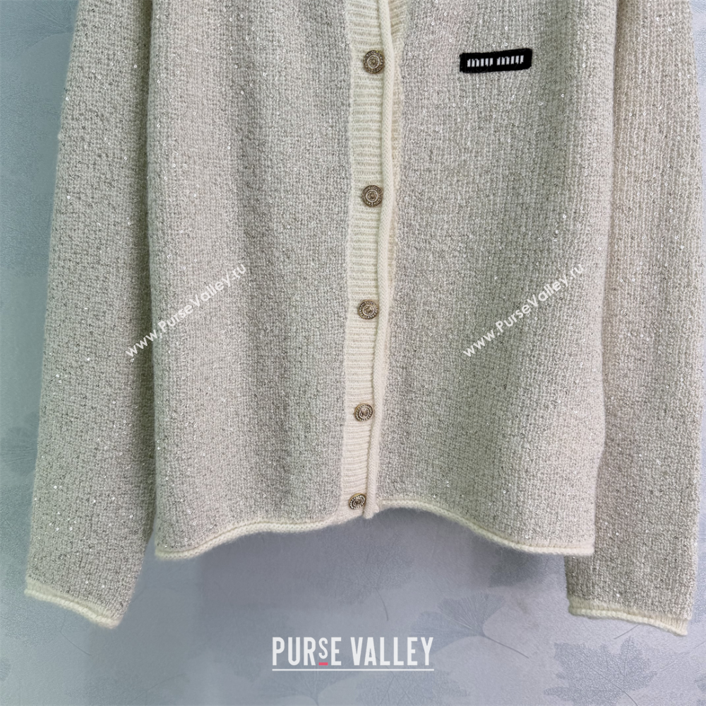 Miu Miu Sequins Cardigan Grey 2026 MM011309 (QI-260113016)