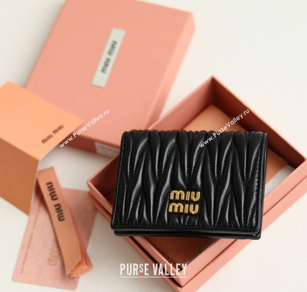 Miu Miu Matelasse Nappa Leather Small Wallet Black 2026 5MV204 (YY-260120071)