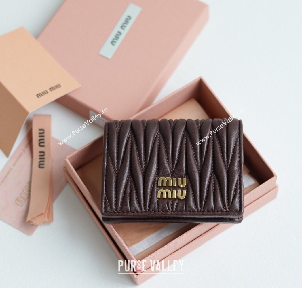 Miu Miu Matelasse Nappa Leather Small Wallet Briarwood Brown 2026 5MV204 (YY-260120072)