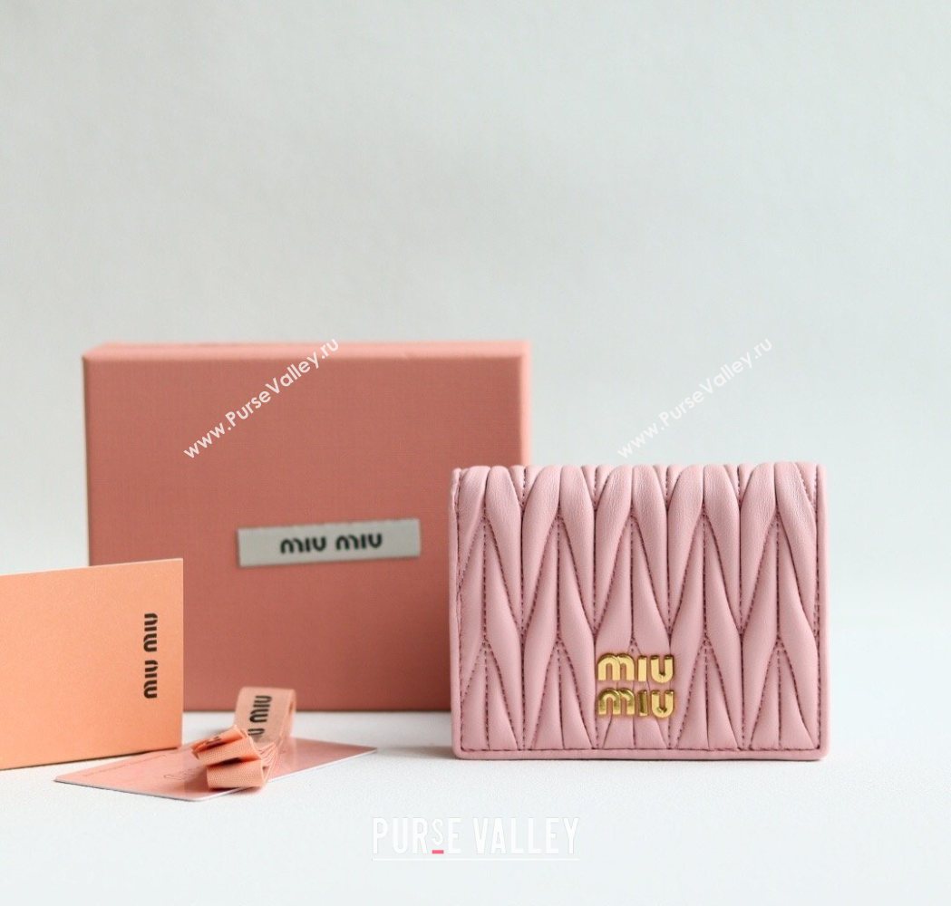Miu Miu Matelasse Nappa Leather Small Wallet Alabaster Pink 2026 5MV204 (YY-260120073)