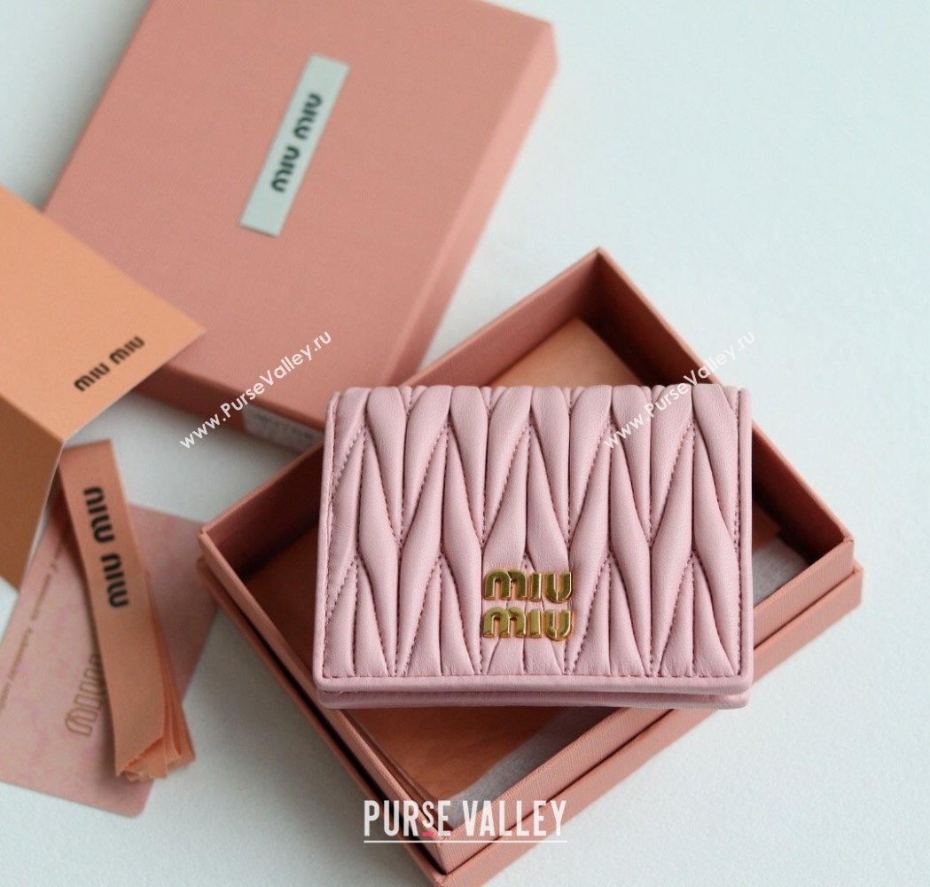 Miu Miu Matelasse Nappa Leather Small Wallet Alabaster Pink 2026 5MV204 (YY-260120073)