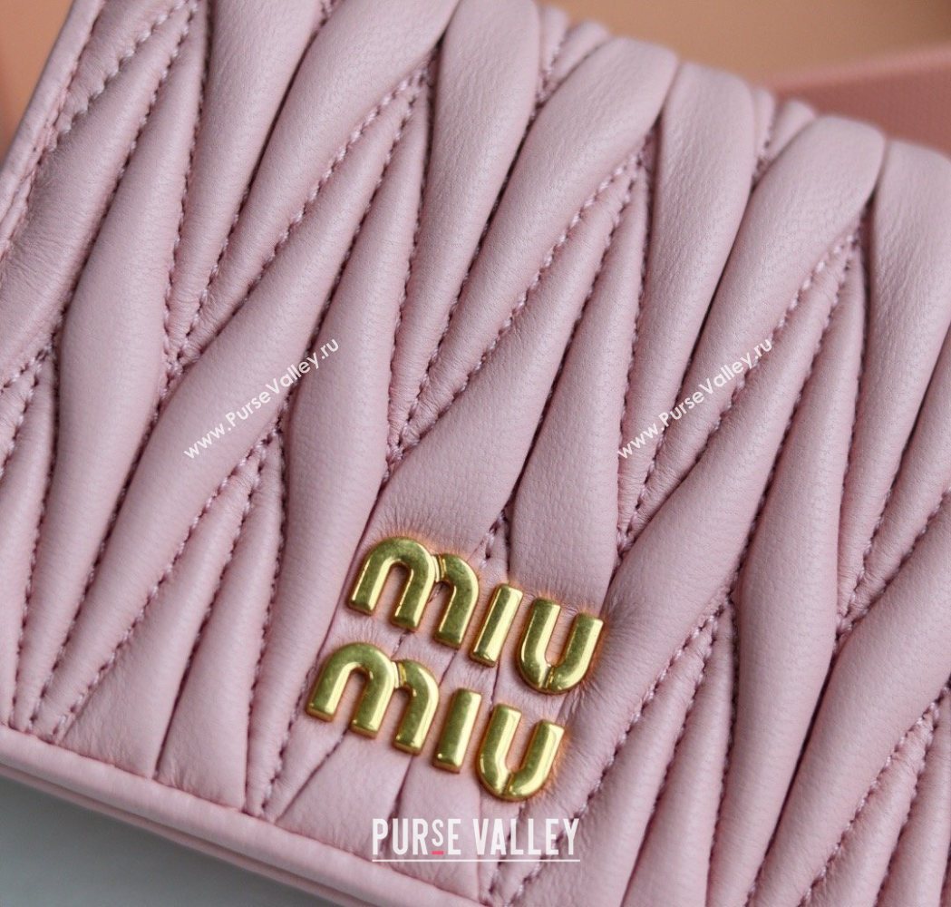Miu Miu Matelasse Nappa Leather Small Wallet Alabaster Pink 2026 5MV204 (YY-260120073)