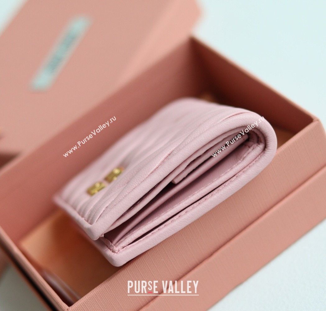 Miu Miu Matelasse Nappa Leather Small Wallet Alabaster Pink 2026 5MV204 (YY-260120073)
