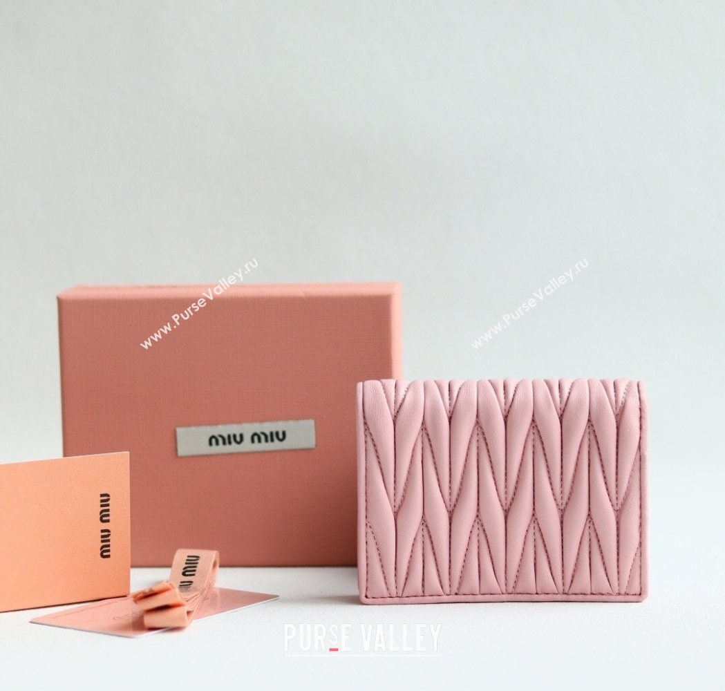 Miu Miu Matelasse Nappa Leather Small Wallet Alabaster Pink 2026 5MV204 (YY-260120073)