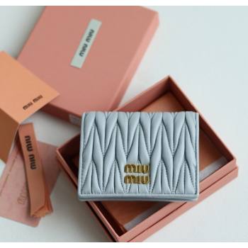 Miu Miu Matelasse Nappa Leather Small Wallet Light Blue 2026 5MV204 (YY-260120074)