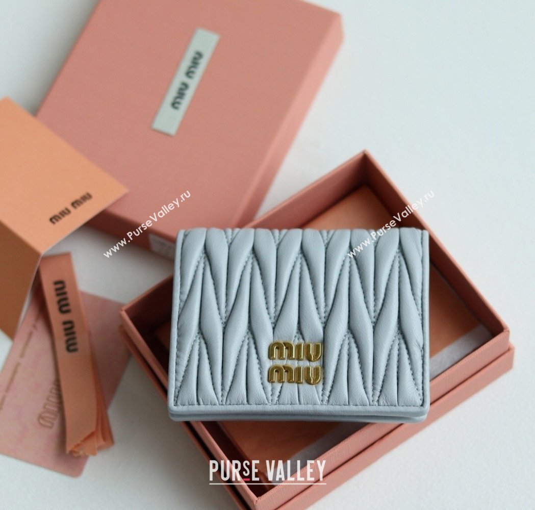 Miu Miu Matelasse Nappa Leather Small Wallet Light Blue 2026 5MV204 (YY-260120074)