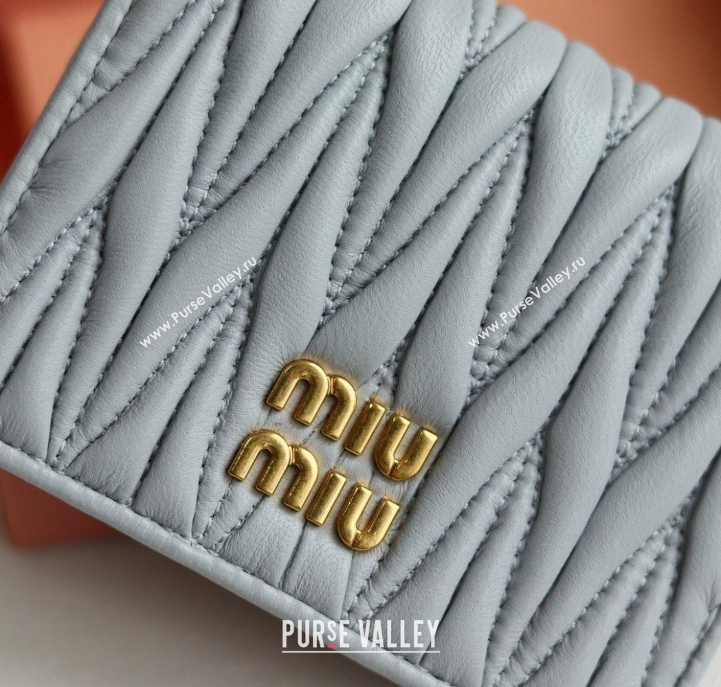 Miu Miu Matelasse Nappa Leather Small Wallet Light Blue 2026 5MV204 (YY-260120074)