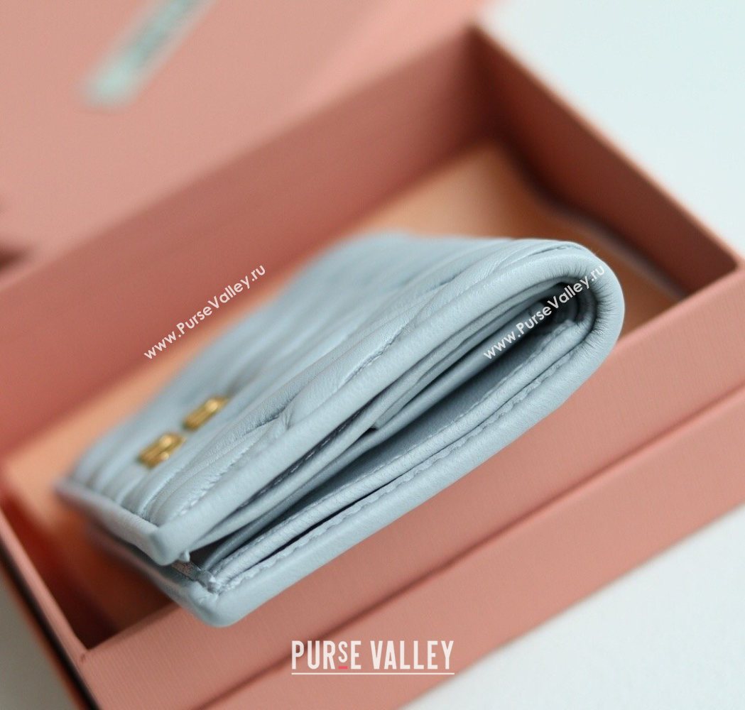 Miu Miu Matelasse Nappa Leather Small Wallet Light Blue 2026 5MV204 (YY-260120074)