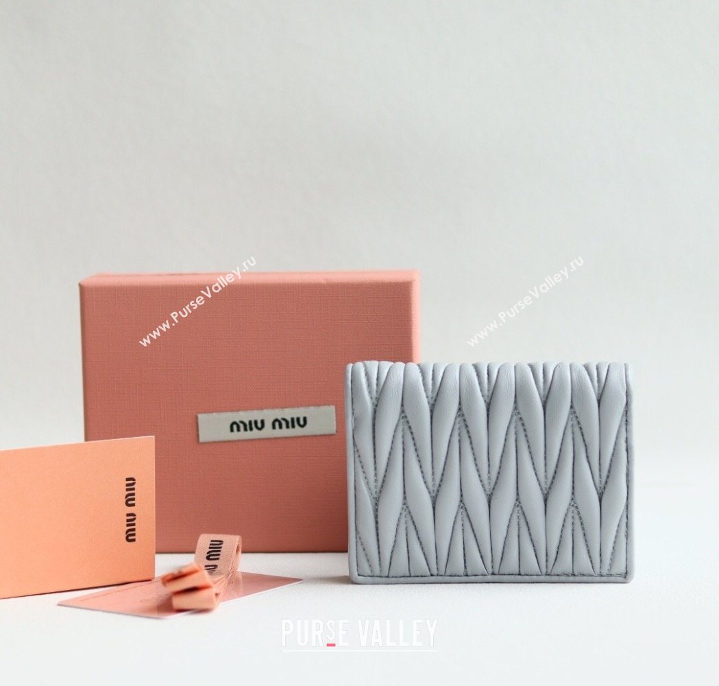 Miu Miu Matelasse Nappa Leather Small Wallet Light Blue 2026 5MV204 (YY-260120074)