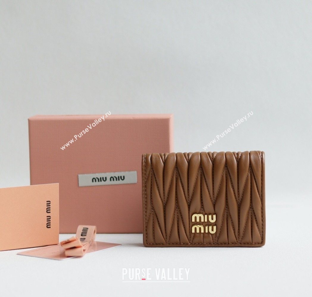 Miu Miu Matelasse Nappa Leather Small Wallet Caramel Brown 2026 5MV204 (YY-260120076)