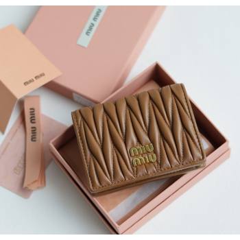 Miu Miu Matelasse Nappa Leather Small Wallet Caramel Brown 2026 5MV204 (YY-260120076)