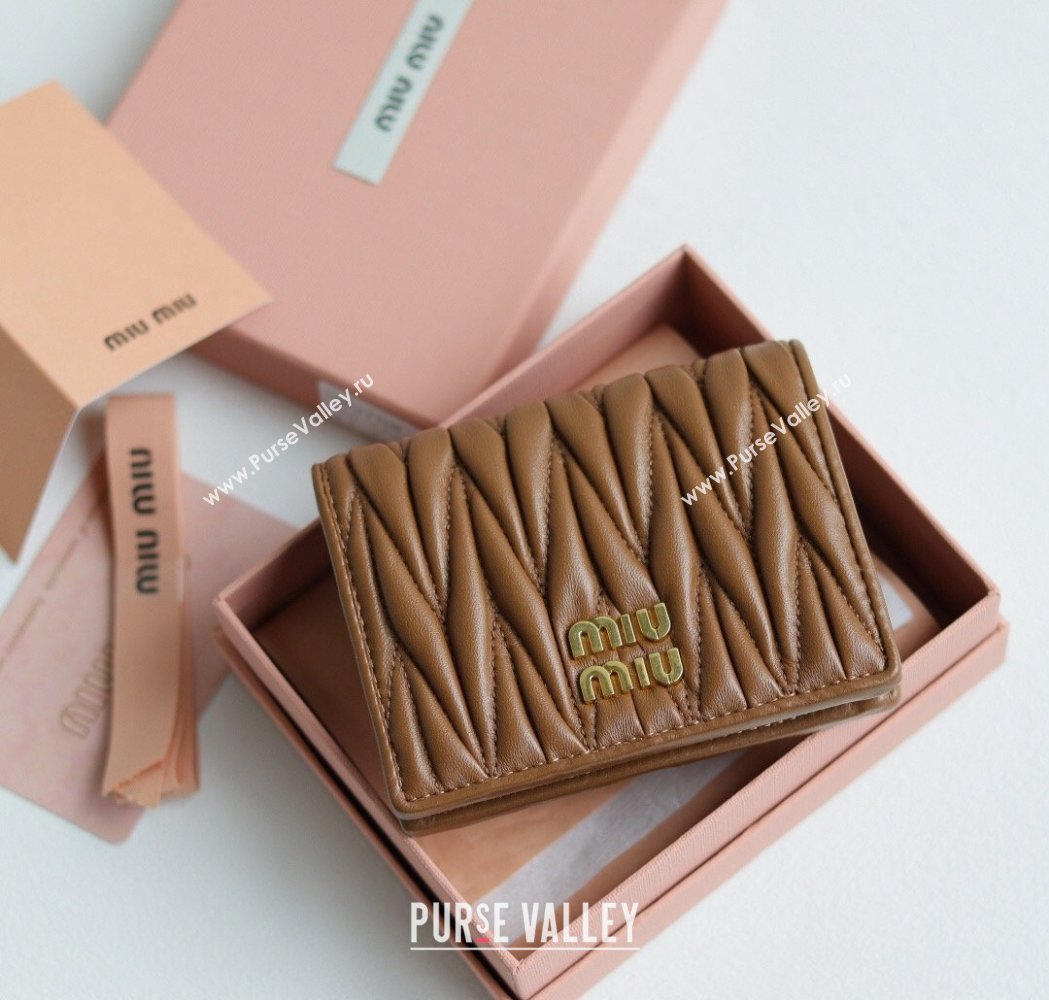 Miu Miu Matelasse Nappa Leather Small Wallet Caramel Brown 2026 5MV204 (YY-260120076)